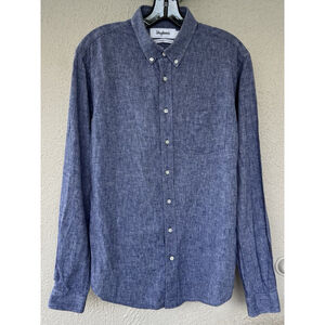 Schnayderman's Leisure Long Sleeve Button Down Shirt Linen Blend Size 15.5 39-40